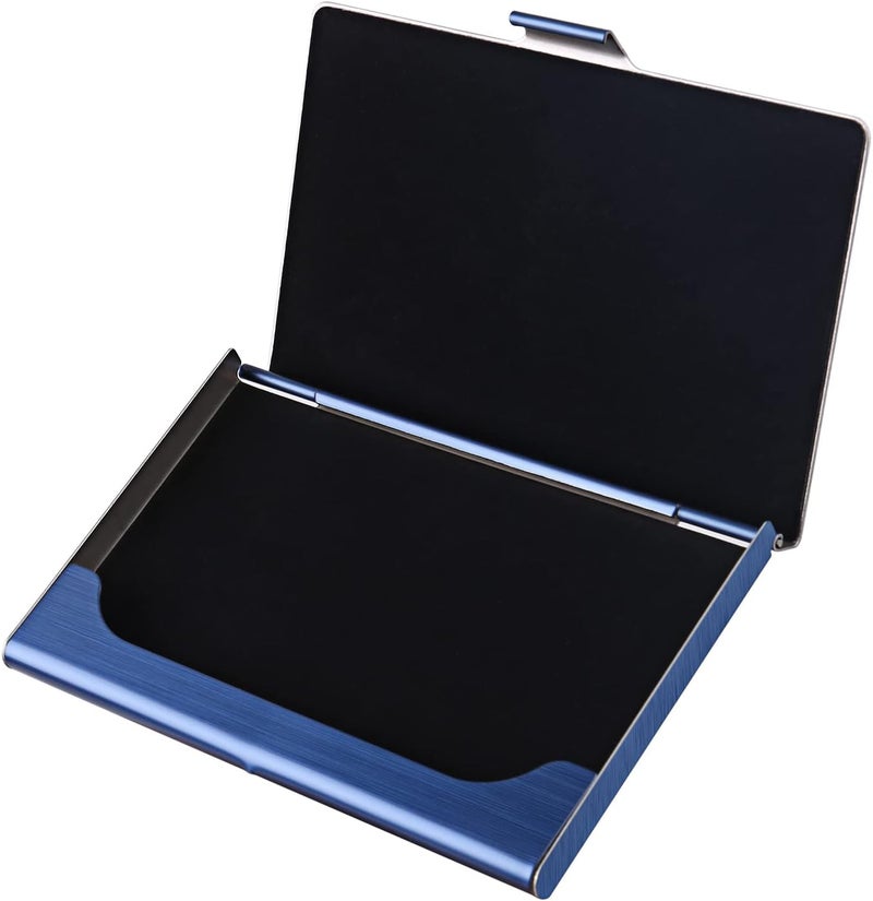 DMFLY Business Card Holder, Slim Business Card Case for Men & Women, Pocket Metal Card Case, Professional Stainless Steel Business Card Holders, Purse Name Card Holder, Buckle Style Shut, Blue - Image 5